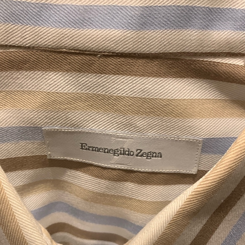 Ermenegildo Zenga Regular Fit Cotton Button Front Striped Dress Shirt